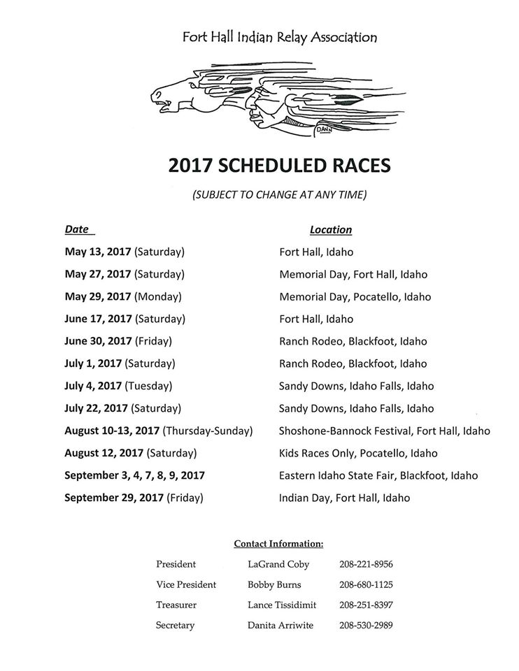 Indian Relay Schedule 2017