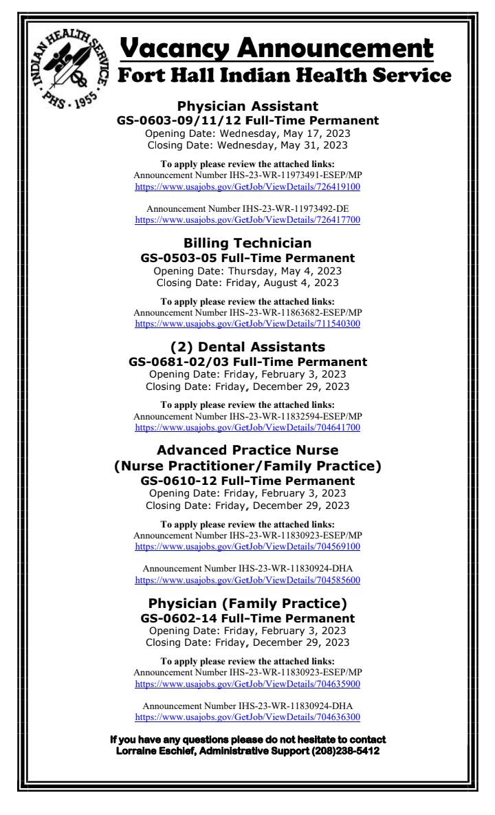 Employment ShoshoneBannock Tribes