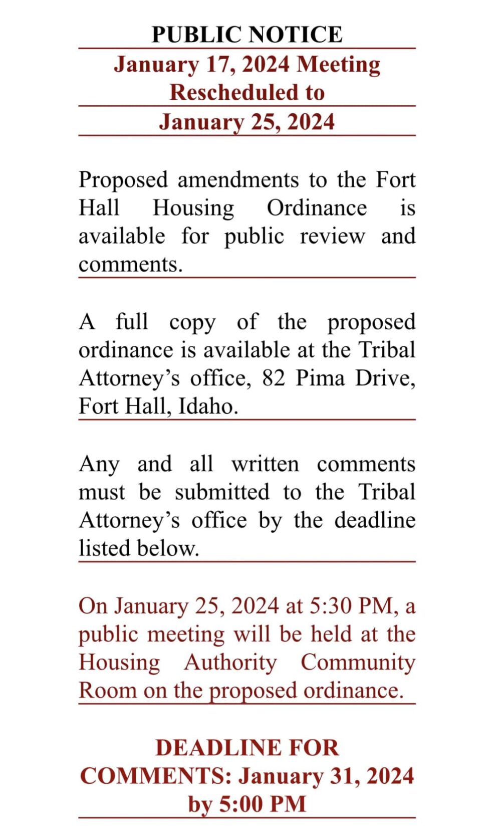 Fort Hall Housing ShoshoneBannock Tribes