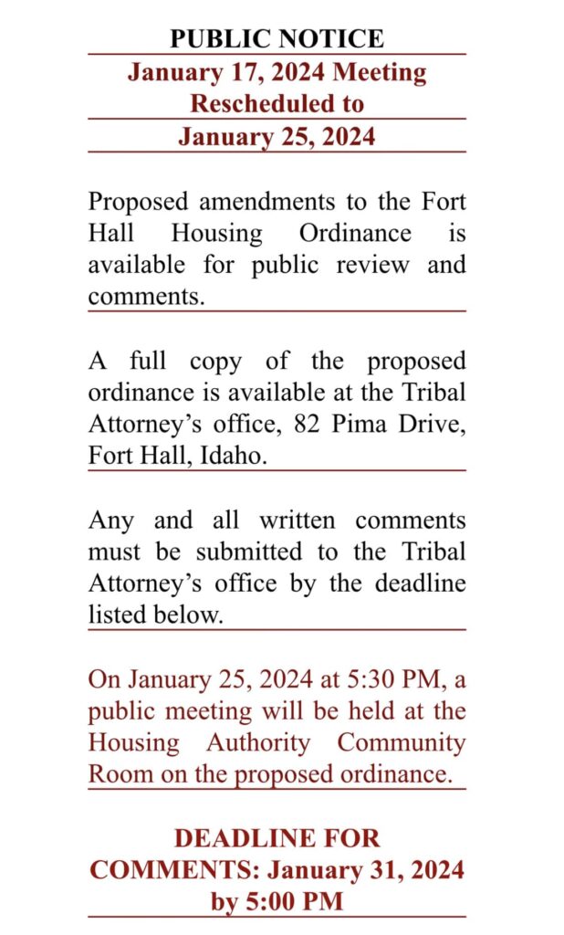 Fort Hall Housing ShoshoneBannock Tribes