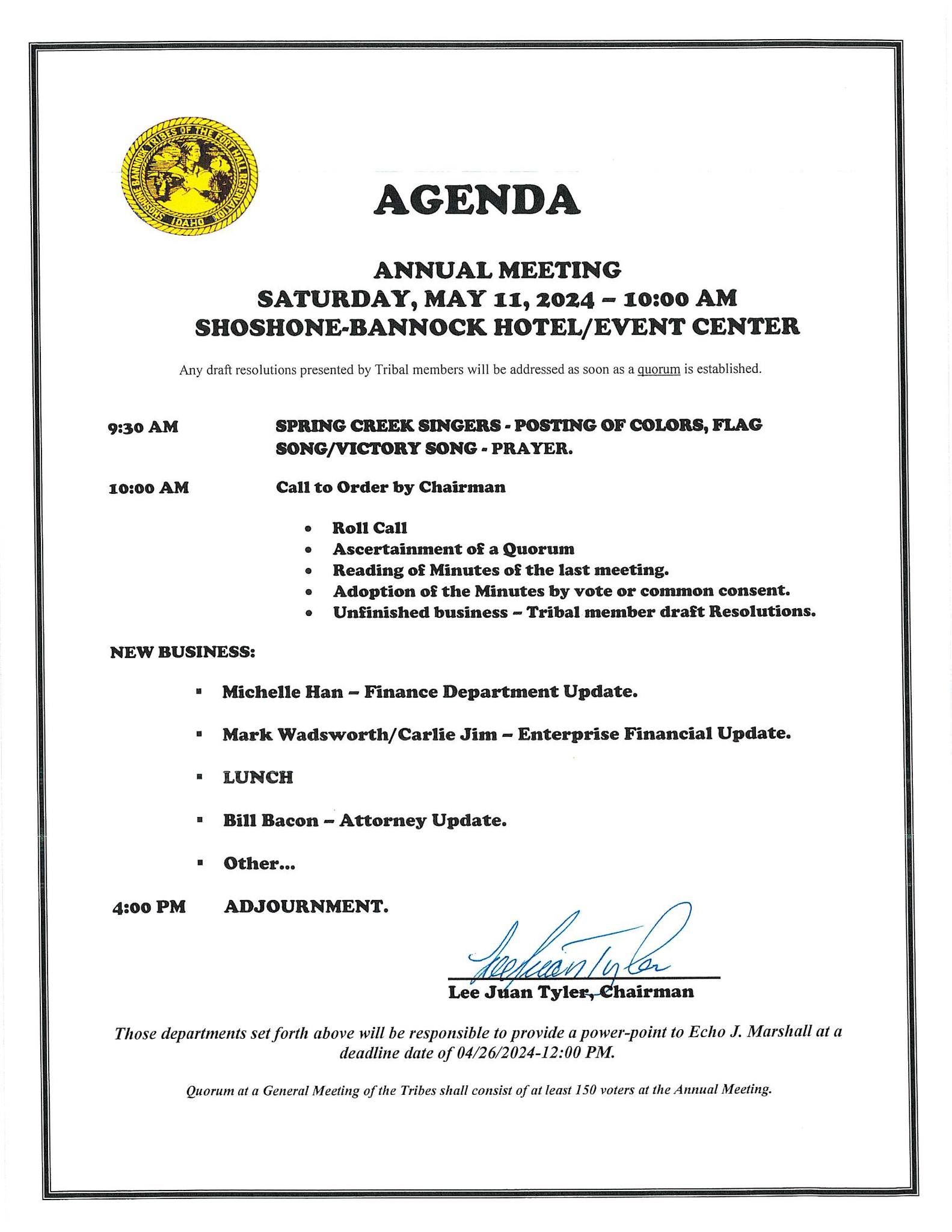 Featured image for “Annual Meeting: Tribal Membership Resolutions due on May 1st, for May 11th Meeting”