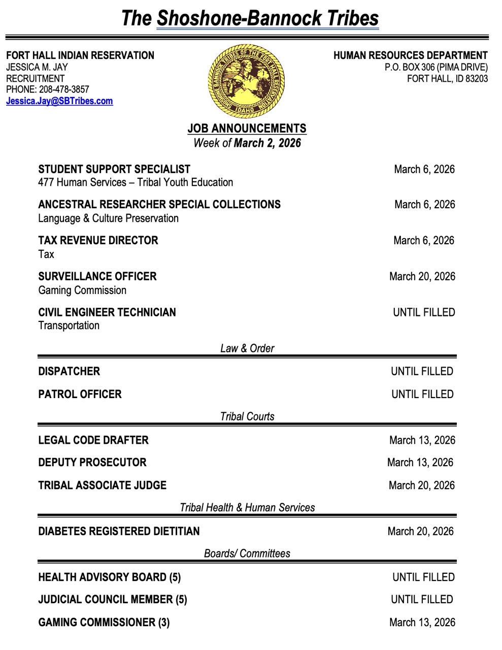 Featured image for “Weekly Job Announcement, March 3rd”