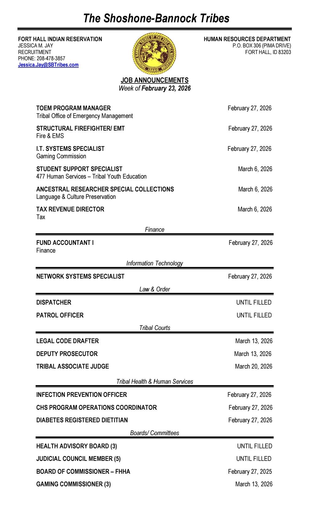 Featured image for “Weekly Job Announcement”