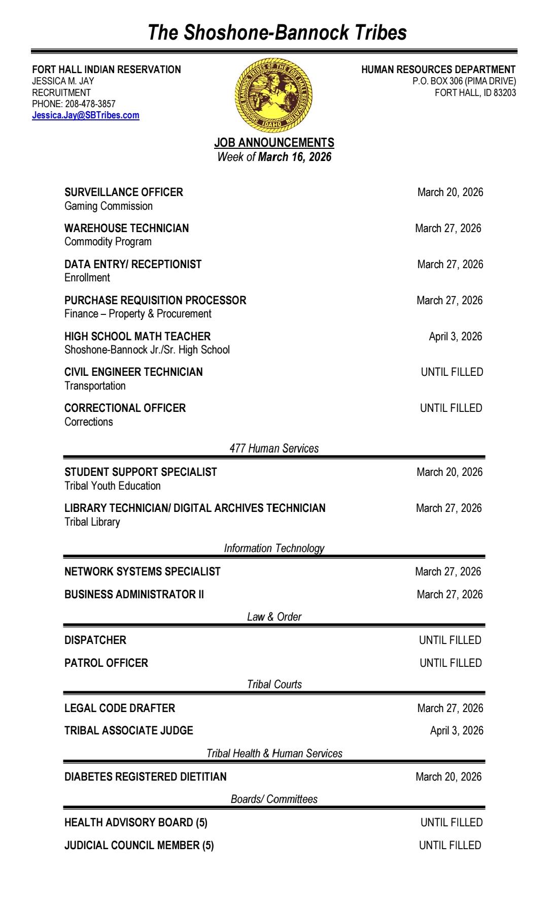 Featured image for “Job Opportunities, Week of March 16”