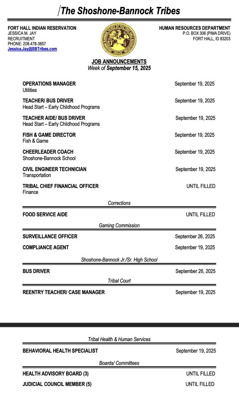 Featured image for “Weekly Job Announcements”