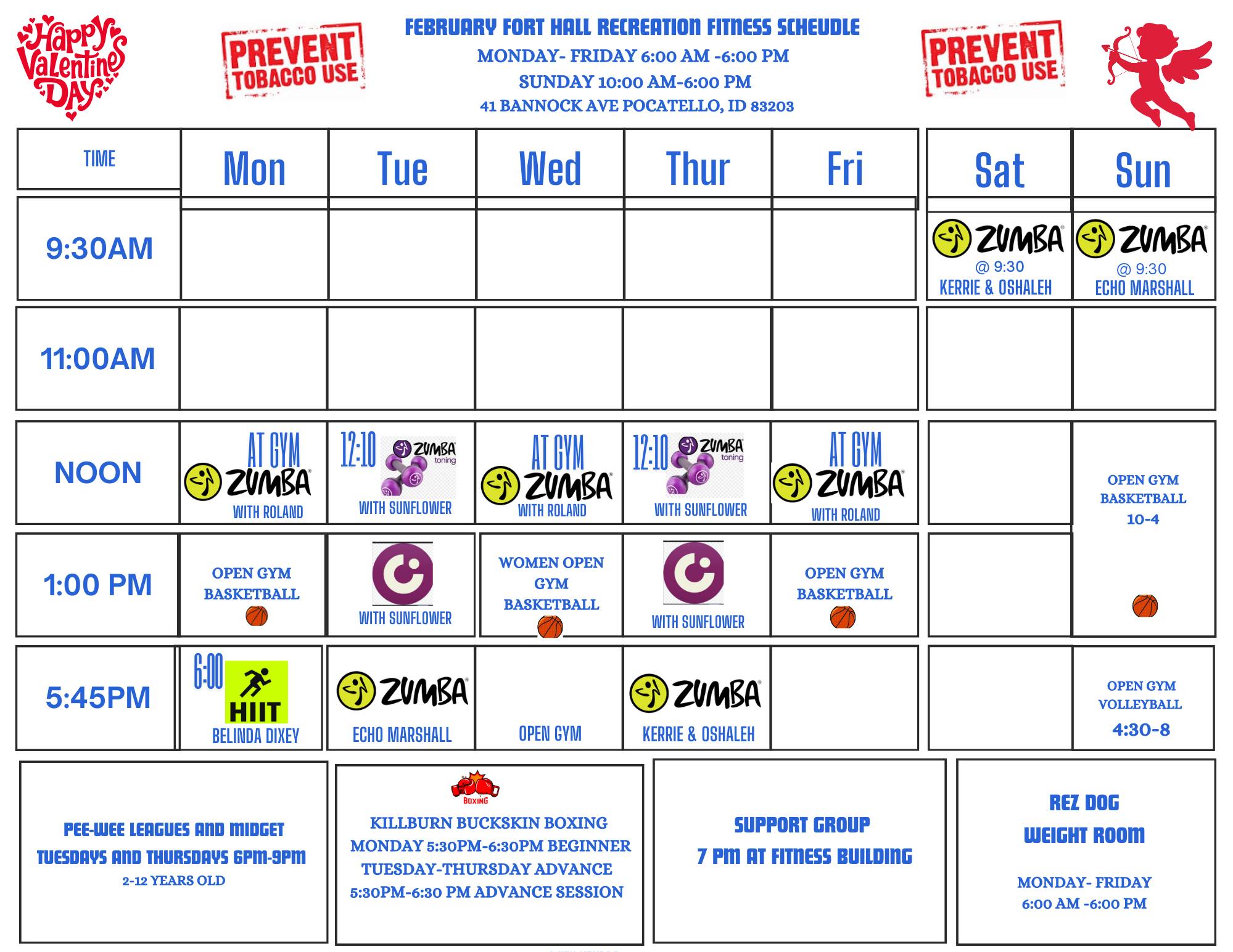 Featured image for “Fort Hall Recreation Schedule for February”