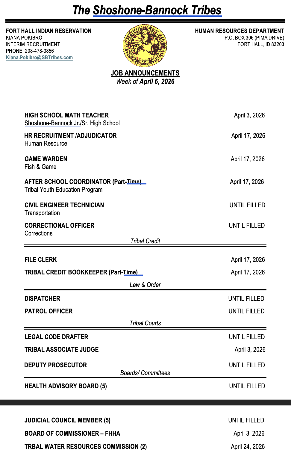 Featured image for “Find new employment opportunities at the Shoshone-Bannock Tribes”