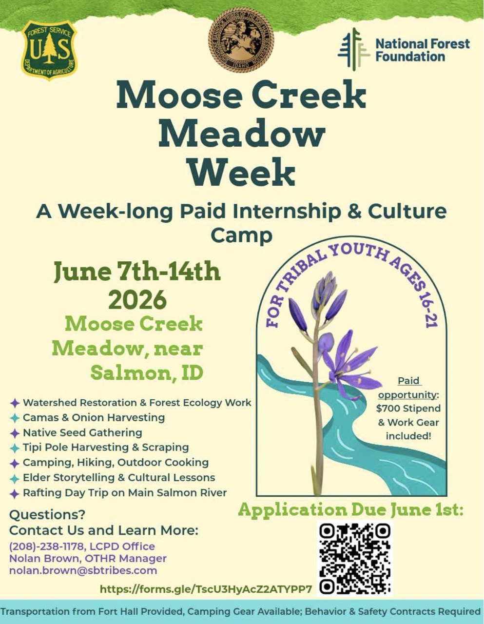 Featured image for “Announcing Moose Creek Meadow Week – A Youth Internship and Cultural Stewardship Program”