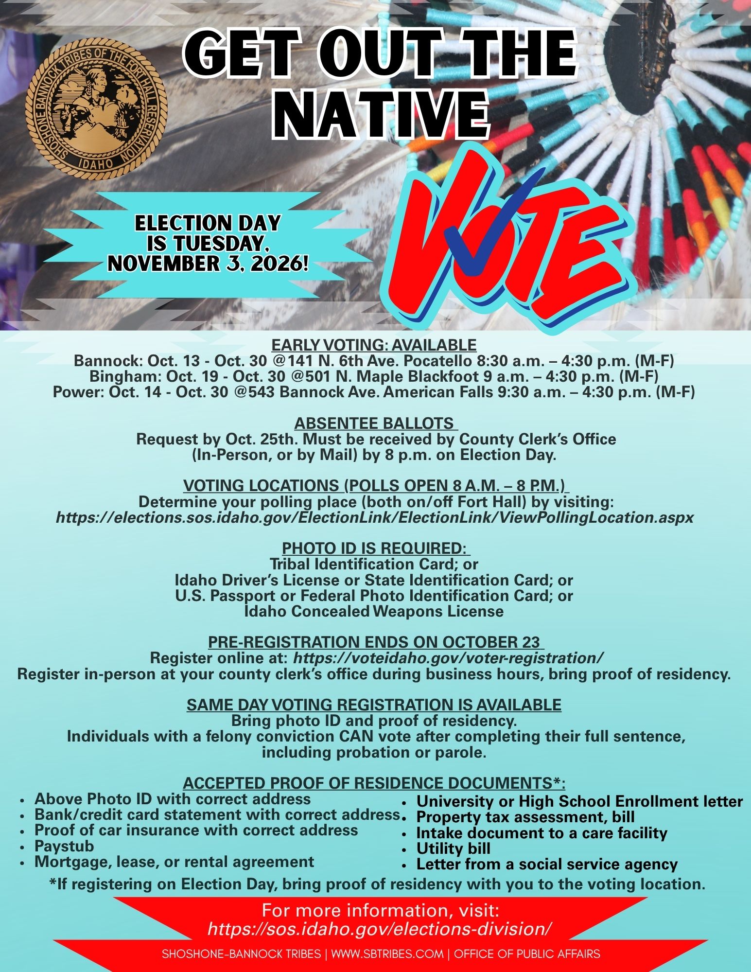 Featured image for “Get out the Native Vote – Election Day November 3rd, 2026”